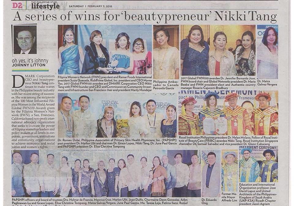 Ms Nikki Tang, Featured on The Philippine Star - beautypreneur