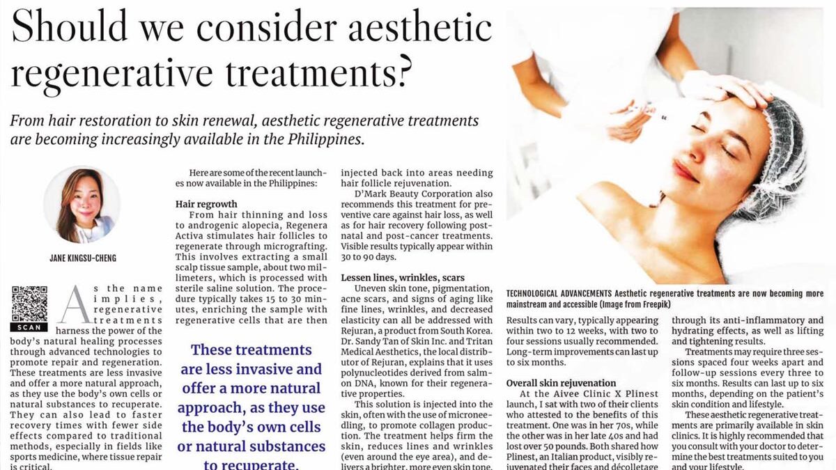 Should we consider aesthetic regenerative treatments